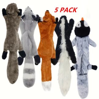 5 Pack Dog Squeaky Toys Pet Crinkle Toy No Stuffing Animals Soft Plush Dog Chew Toys For Medium And Large Dogs